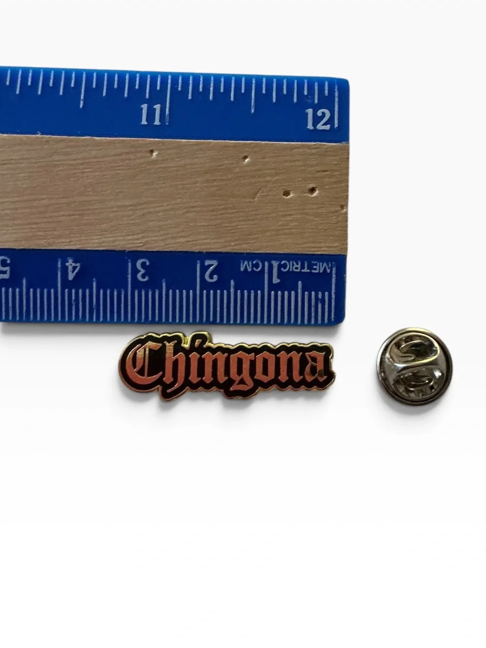 Chingona Hard Enamel Pin.- Gold Gothic Latina Power Badge